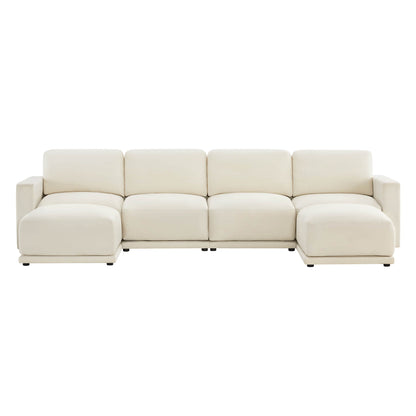 Modern white sectional sofa with chaise lounges on both ends