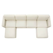 Top view of a modern white sectional sofa with two chaise lounges on either end, forming a U-shape.
