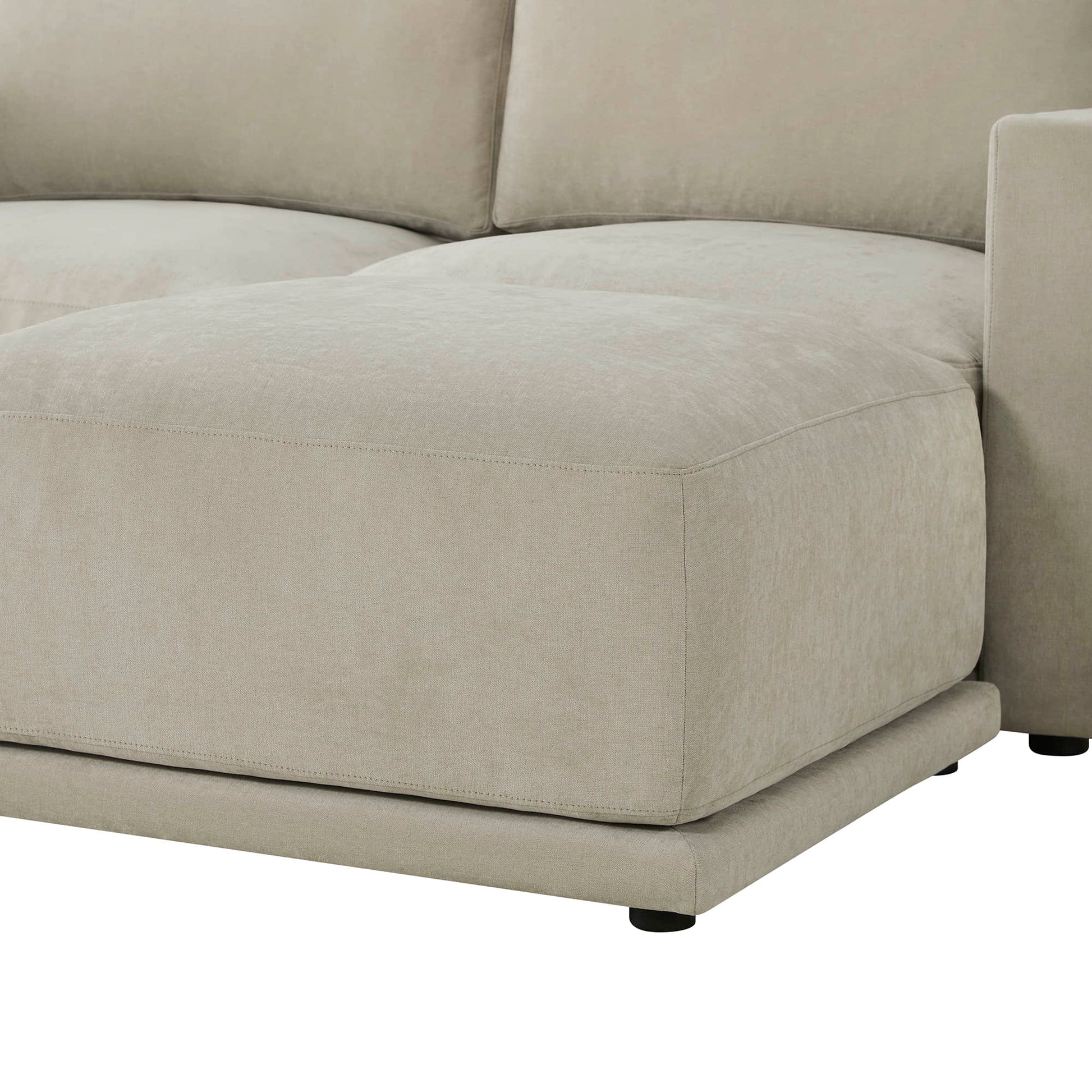 Cushion detail on chaise sectional