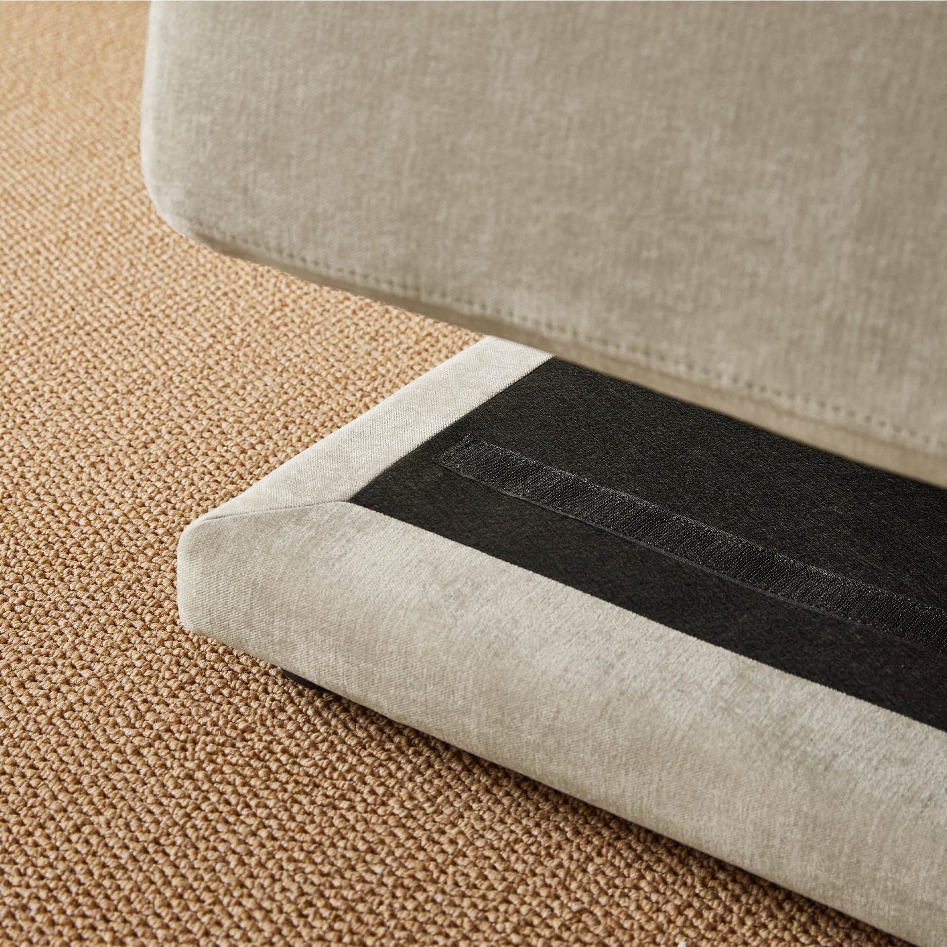 Base detail of modular sofa sectional