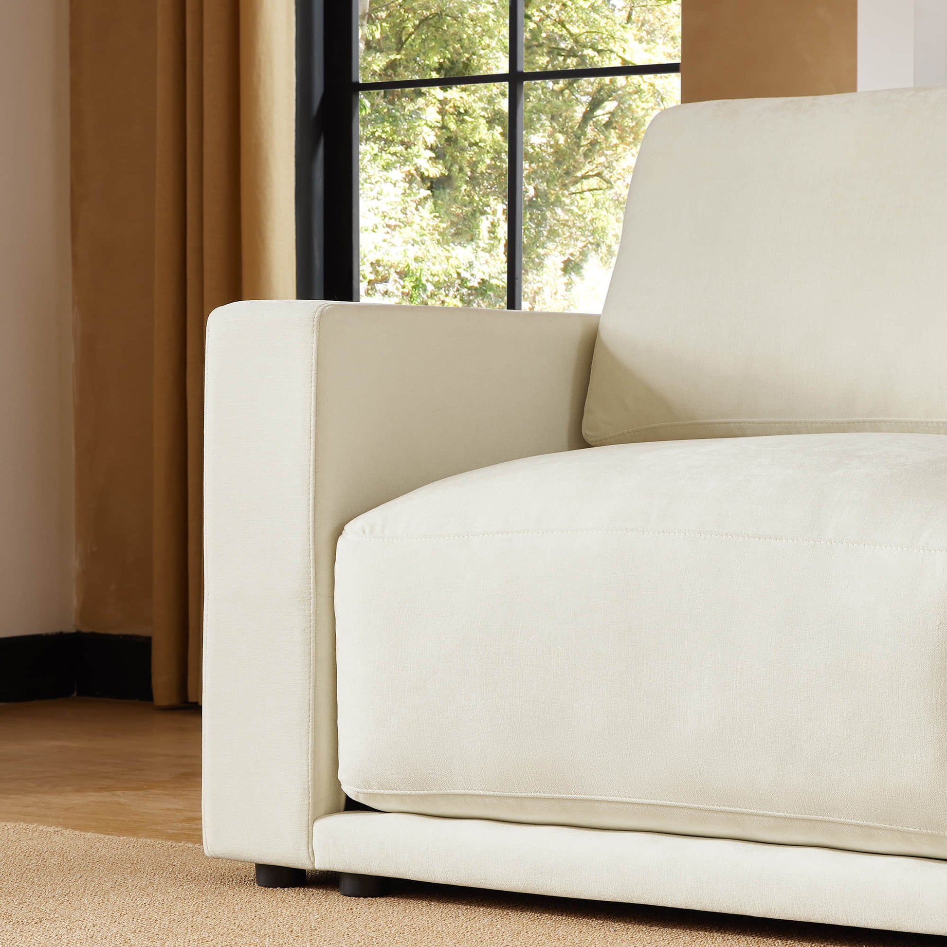 Chaise sectional in a bright, airy living room