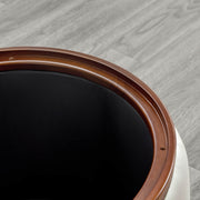 Elegant white storage ottoman with wooden rim, perfect for modern interiors - CHITA Living