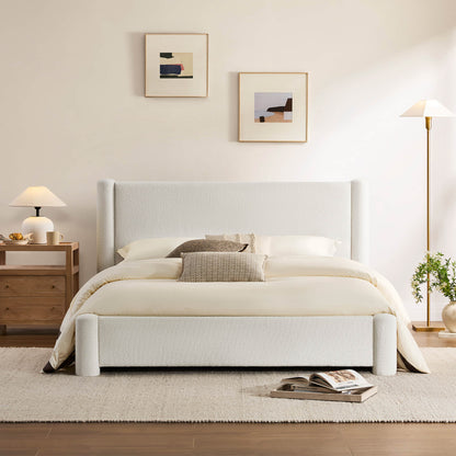 Neta Modern Boucle Upholstered Platform Bed, Full & Queen Sizes