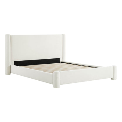 Neta Modern Boucle Upholstered Platform Bed, Full & Queen Sizes