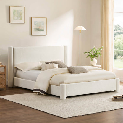 Neta Modern Boucle Upholstered Platform Bed, Full & Queen Sizes