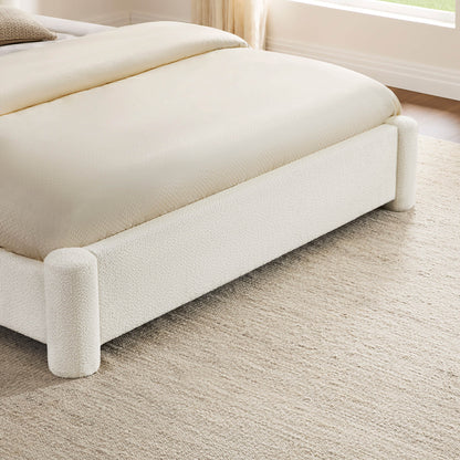 Neta Modern Boucle Upholstered Platform Bed, Full & Queen Sizes