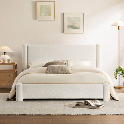 Neta Modern Boucle Upholstered Platform Bed, Full & Queen Sizes