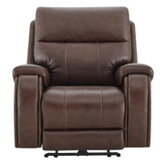 Front view of the Noah zero-gravity top grain leather recliner in a cozy living room - CHITA Living