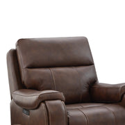 Noah top grain leather recliner close-up showcasing headrest and armrest in a modern setting - CHITA Living