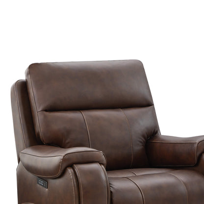Noah top grain leather recliner close-up showcasing headrest and armrest in a modern setting - CHITA Living