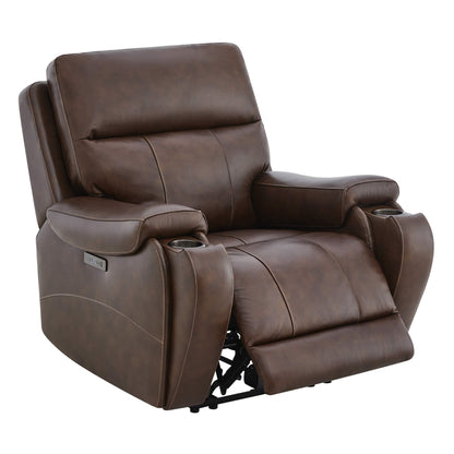 Noah leather recliner with extended footrest and plush seating in a cozy living room - CHITA Living