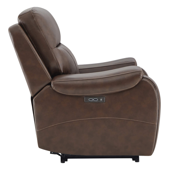 Noah zero-gravity leather recliner side view with power controls in a modern room - CHITA Living