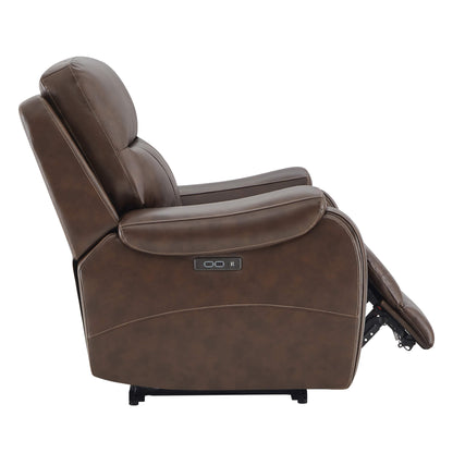 Noah zero-gravity leather recliner side profile with extended footrest and power controls - CHITA Living