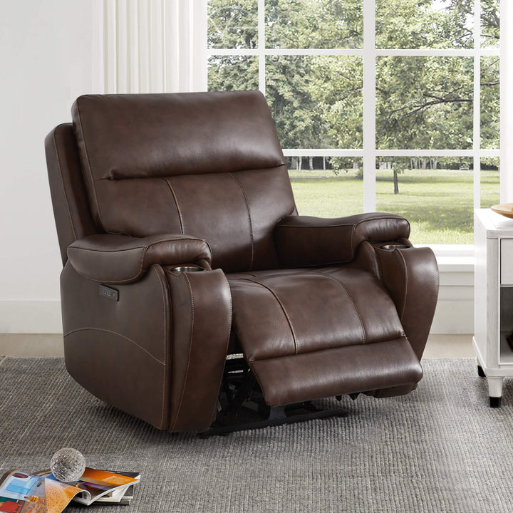 Noah zero-gravity leather recliner in a bright room with large windows - CHITA Living