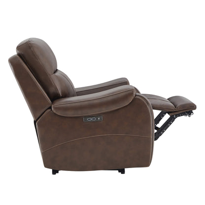 Side view of Noah zero-gravity recliner showcasing extended footrest and power switch - CHITA Living