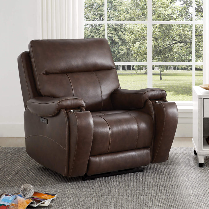 Brown Noah zero-gravity recliner with plush cushions in a bright room - CHITA Living