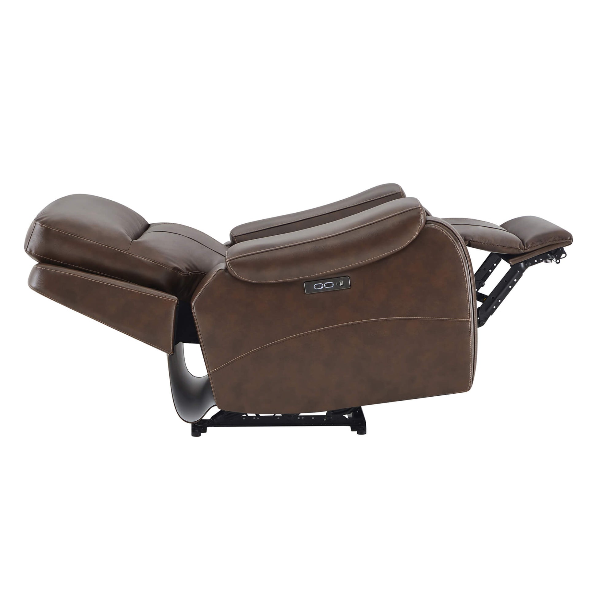 Noah zero-gravity leather recliner side view with extended footrest and power controls - CHITA Living