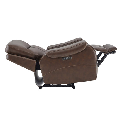 Noah zero-gravity leather recliner side view with extended footrest and power controls - CHITA Living