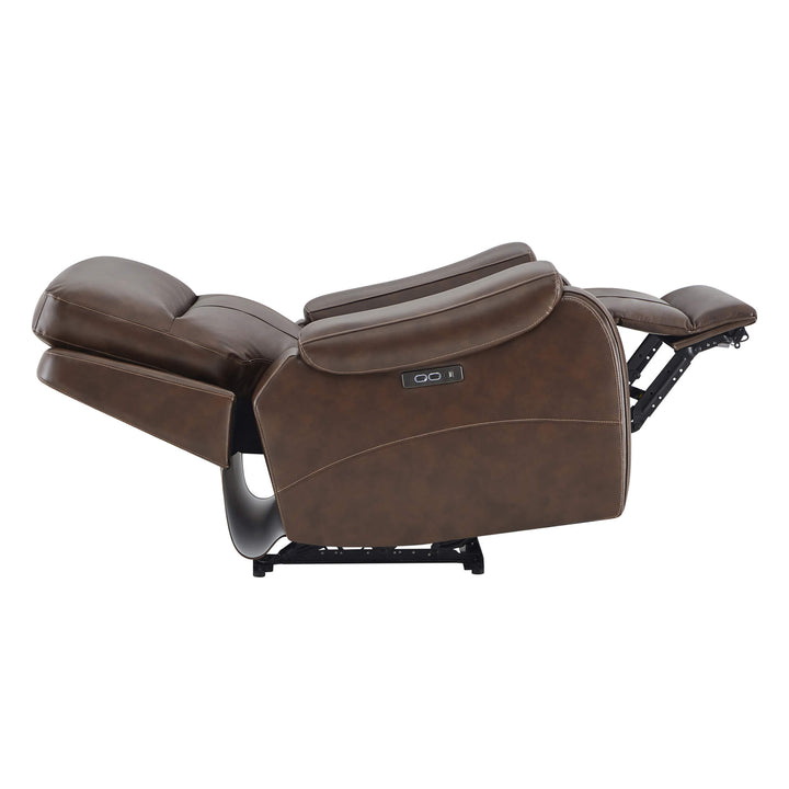Noah zero-gravity leather recliner side view with extended footrest and power controls - CHITA Living