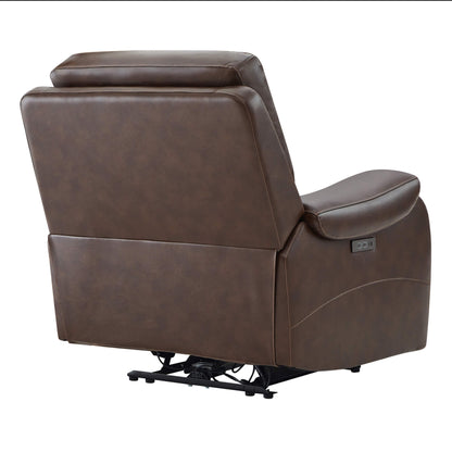 Back view of Noah top grain leather recliner showcasing its sleek design and power button - CHITA Living