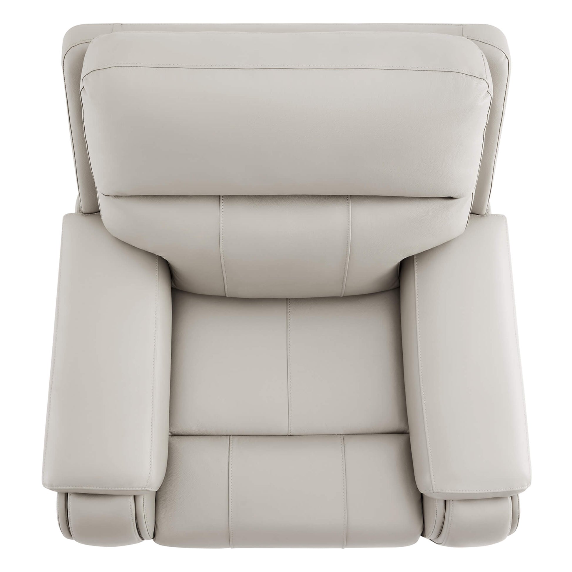 Top view of Noah zero-gravity leather recliner showcasing plush seat and headrest design - CHITA Living