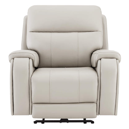 Front view of light gray Noah zero-gravity leather recliner with plush seating - CHITA Living
