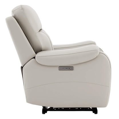 Noah zero-gravity leather recliner side view highlighting plush cushion and power switch - CHITA Living