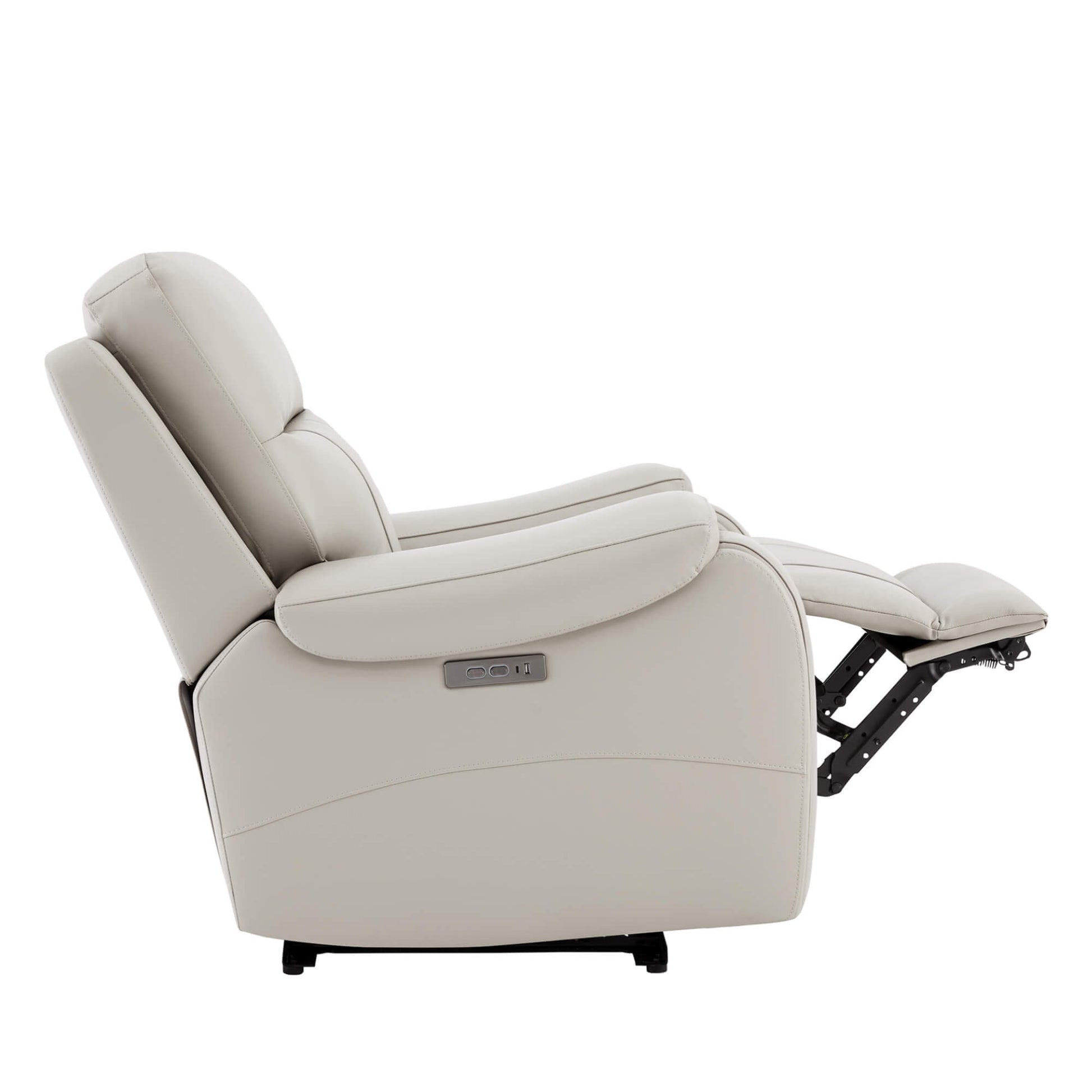 Side view of Noah zero-gravity top grain leather recliner with extended footrest - CHITA Living