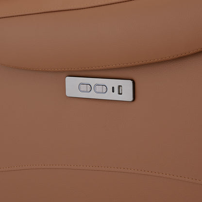Power control panel of tan Noah zero-gravity recliner with buttons and USB charging port - CHITA Living
