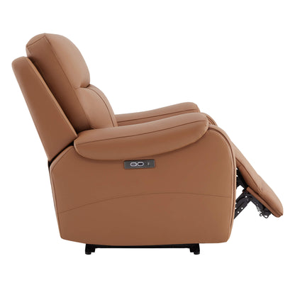 Noah zero-gravity leather recliners side view with extended footrests in a bright room - CHITA Living