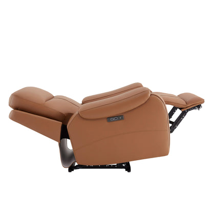 Side view of Noah zero-gravity leather recliner in extended position showing power features - CHITA Living