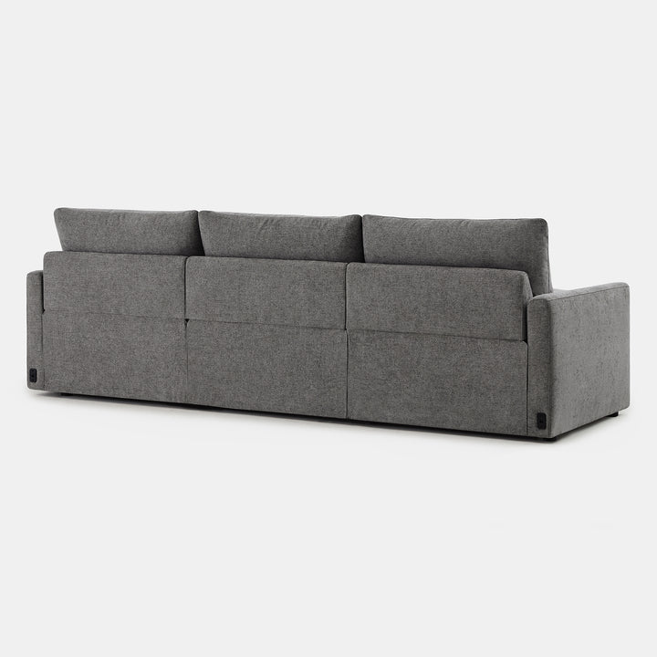 Back view of grey Ohana 3-Seat Motion Modular Sofa highlighting its cushioned support - CHITA Living
