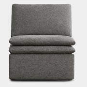 Front view of gray armless recliner with plush reversible cushions for stylish comfort - CHITA Living