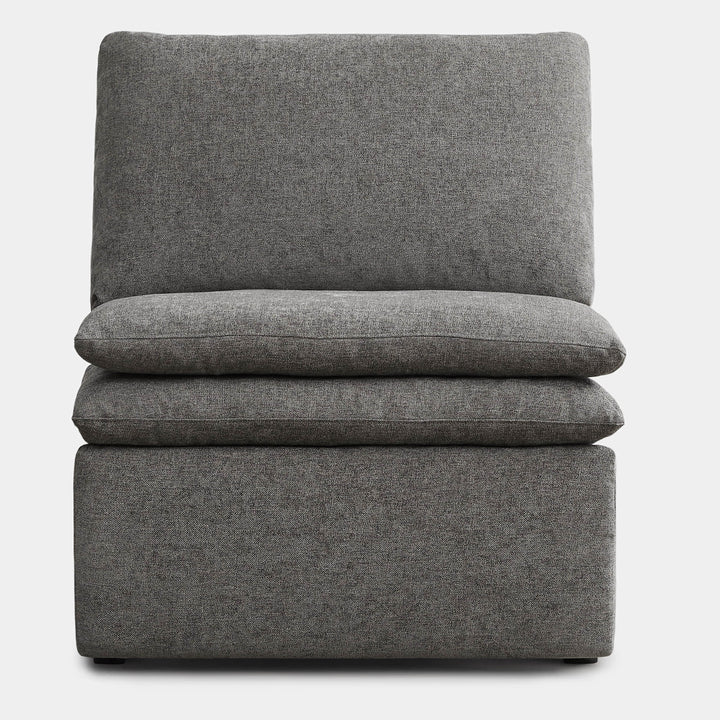 Front view of gray armless recliner with plush reversible cushions for stylish comfort - CHITA Living