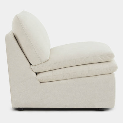 Cream armless chair in a side view showcasing deep plush cushions for comfort - CHITA Living