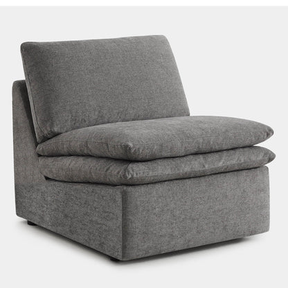 Stylish gray armless chair with oversized plush cushions for modern living rooms - CHITA Living