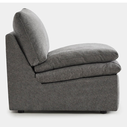 Gray armless chair with oversized plush cushions and a sleek contemporary design - CHITA Living