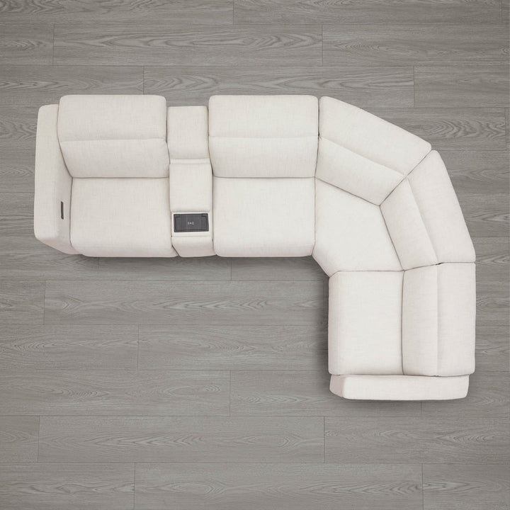 Top view of Oliver 4-Seat Motion Reclining Sectional in light fabric with USB ports - CHITA Living