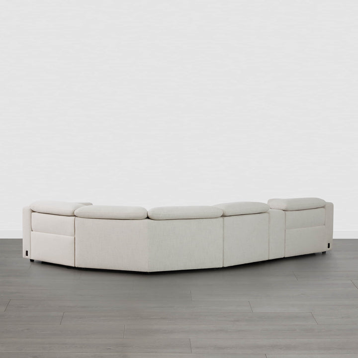 Modern Oliver sectional recliner in light fabric, showcasing sleek design and spacious seating - CHITA Living