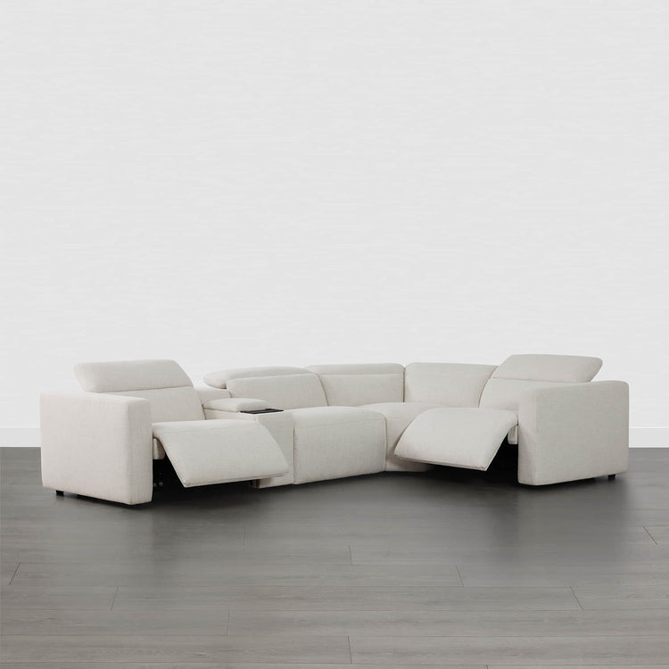 Modern Oliver Motion Reclining Sectional with plush, light-colored fabric and adjustable recliners - CHITA Living