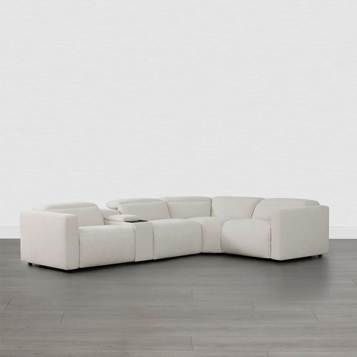 Stylish Oliver 4-Seat Motion Reclining Sectional in light fabric with modern design - CHITA Living