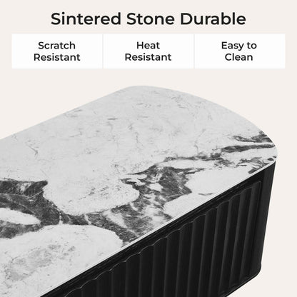 71" Rex Curved Wooden Pull-Out Drawer TV Stand