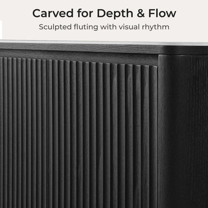 71" Rex Curved Wooden Pull-Out Drawer TV Stand