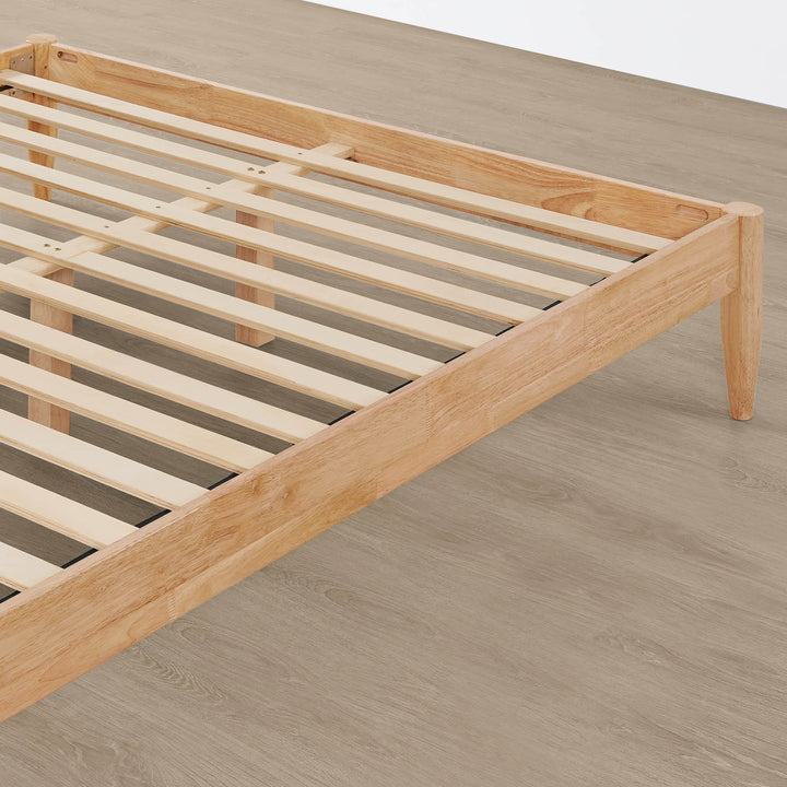 Solid wood bed frame with slatted support and natural finish for modern bedrooms - CHITA Living