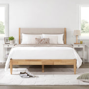 Solace Full Solid Wood Bed with boucle upholstered headboard and cozy bedding - CHITA Living