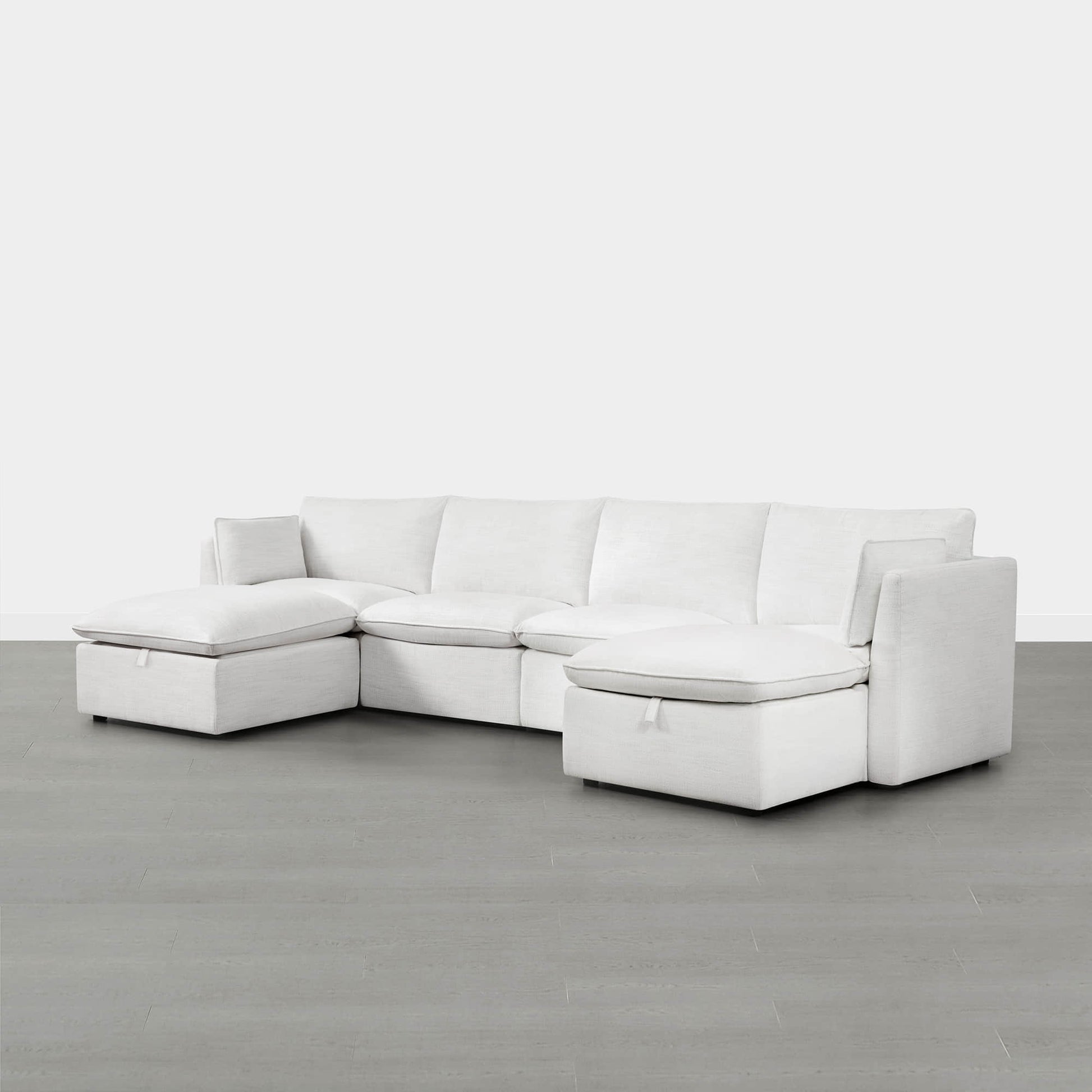 Spacious white modular sofa with chaise in minimalist living room setting - CHITA Living
