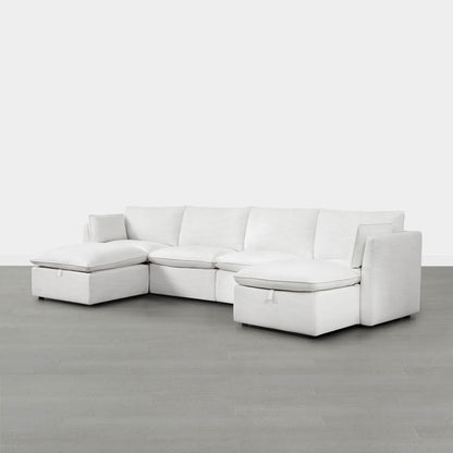Spacious white modular sofa with chaise in minimalist living room setting - CHITA Living