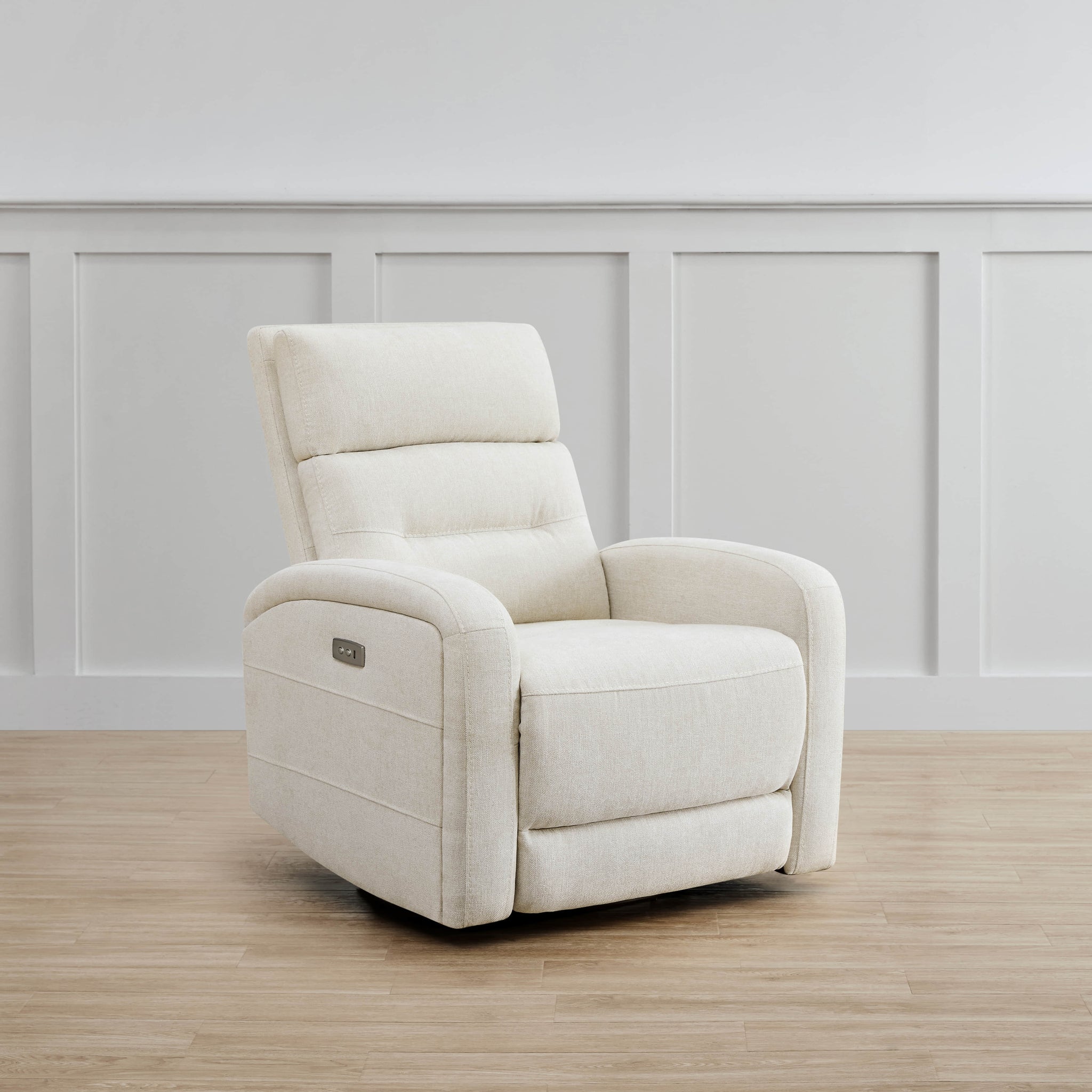 Cream Theo Power Swivel Glider Recliner with modern design and relaxed seating - CHITA Living