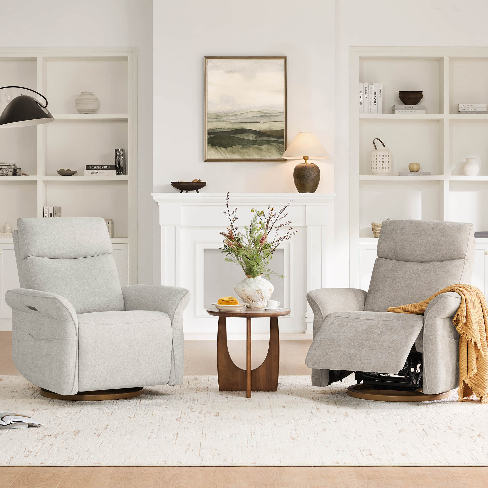 Vinca Modern Power Swivel Glider Recliner with Power Lumbar & Headrest