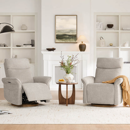 Vinca Power Swivel Nursery Glider Recliner with Power Lumbar & Headrest